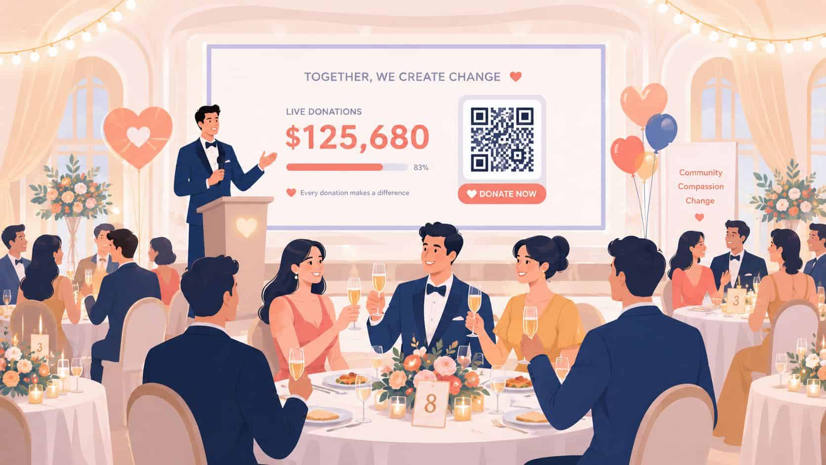 Dîner de gala caritatif organisé pour des fondations et grands comptes